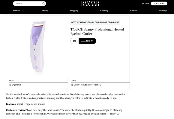 TOUCHBeauty 加熱睫毛夾獲《Harper’s Bazaar》推薦｜新手必買 Best Heated Eyelash Curler